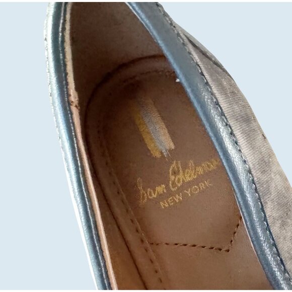 SAM EDELMAN Tully Velvet Lug Sole Loafer Blue Grey Size 7 - Picture 7 of 8